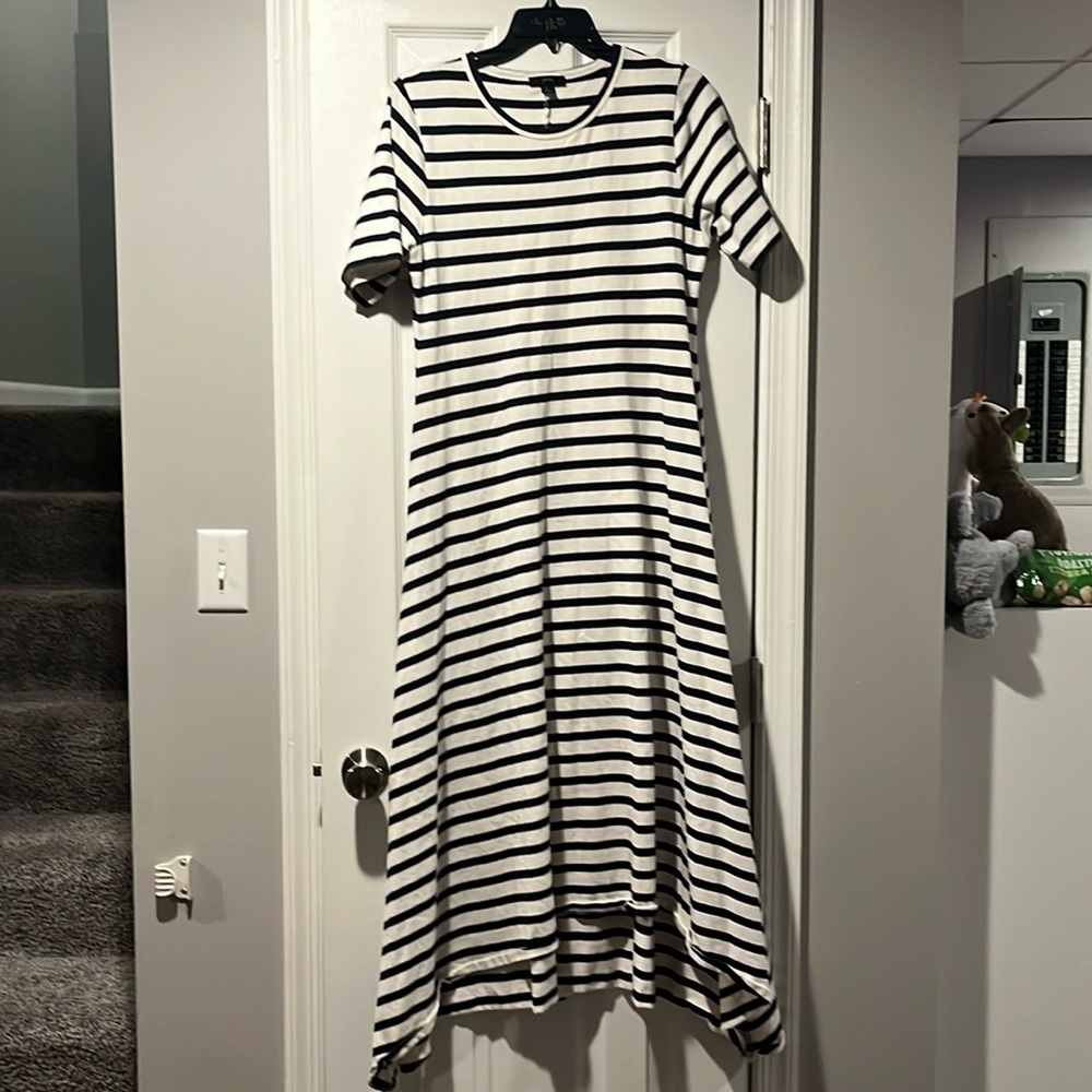 J Crew stripe maxi dress short sleeve woman’s large blue white stripe